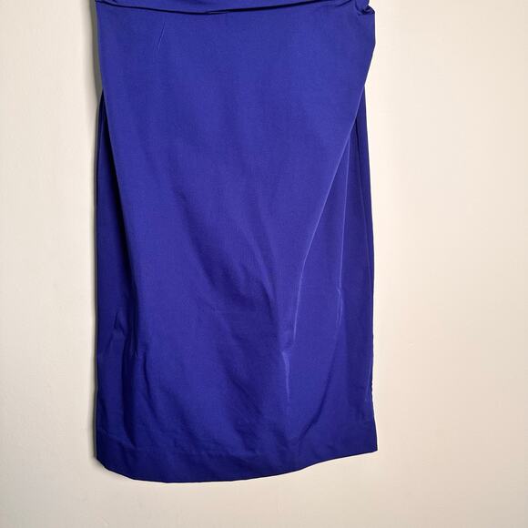 Diane Von Furstenberg Blue Jamila Ruched Dress Womens Size 0 Cap Sleeve DVF - Picture 3 of 16
